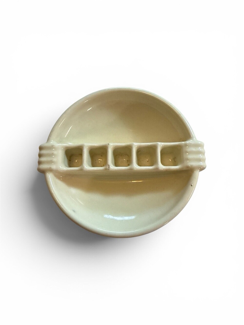 Art Deco Depression Ashtray Snuf A Rette Cream Color Ceramic  VTG 1930s USED - Picture 3 of 8